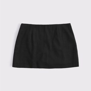 Abercrombie & Fitch Scarlett Mid Rise Linen-Blend Mini Skort Black XS